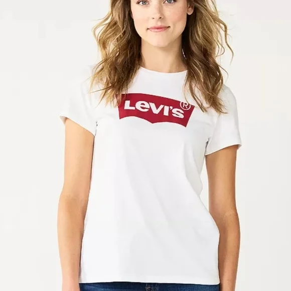 Levi's White Short-Sleeve Tee with Red Logo Size XS Casual Streetwear - Picture 1 of 7
